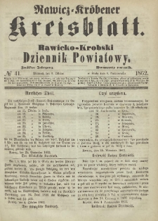 Rawicko-Krobski Dziennik Powiatowy. 1862.10.08 R.12 Nr 41