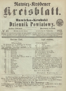 Rawicko-Krobski Dziennik Powiatowy. 1862.10.22 R.12 Nr 43