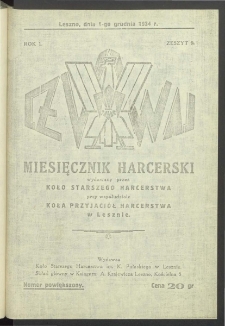Czuwaj. Miesięcznik Harcerski Wydawany Przez Koło Starszego Harcerstwa przy Wsp&oacute;łudziale Koła Przyjaci&oacute;ł Harcerstwa w Lesznie 1934.12.01 R.1 Nr 9