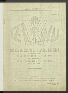 Czuwaj. Miesięcznik Harcerski Wydawany Przez Koło Starszego Harcerstwa przy Wsp&oacute;łudziale Koła Przyjaci&oacute;ł Harcerstwa w Lesznie 1935.01 R.2 Nr 1