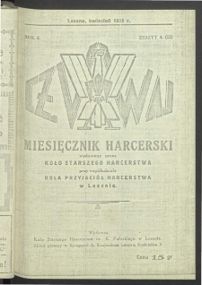 Czuwaj. Miesięcznik Harcerski Wydawany Przez Koło Starszego Harcerstwa przy Wsp&oacute;łudziale Koła Przyjaci&oacute;ł Harcerstwa w Lesznie 1935.04 R.2 Nr 4 (13)