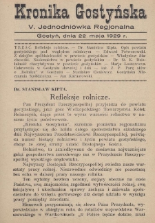 Kronika Gostyńska : jednodni&oacute;wka regjpnalna. 1929.05.22 T.1 z.5
