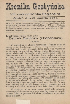 Kronika Gostyńska : jednodni&oacute;wka regjonalna. 1929.12.26 T.1 z.8