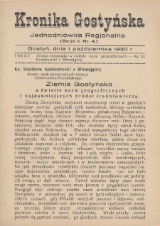 Kronika Gostyńska : jednodni&oacute;wka regjonalna. 1930.10.01 T.2 z.4
