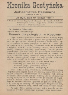 Kronika Gostyńska : jednodni&oacute;wka regjonalna. 1931.02.10 T.2 z.9