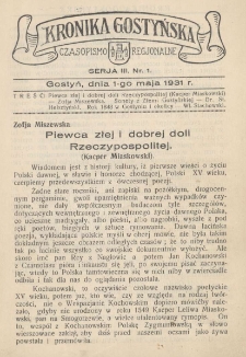 Kronika Gostyńska : jednodni&oacute;wka regjonalna. 1931.05.01 T.3 z.1