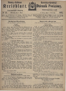 Rawicko-Krobski Dziennik Powiatowy. 1871.04.05 R. 21 Nr 27