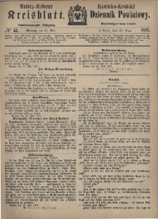 Rawicko-Krobski Dziennik Powiatowy. 1871.05.31 R. 21 Nr 43