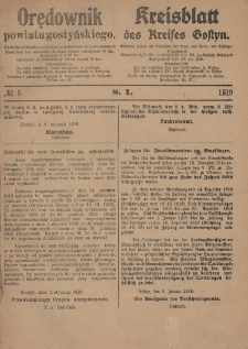 Orędownik Powiatu Gostyńskiego 1919.01.08 R.1 Nr 5