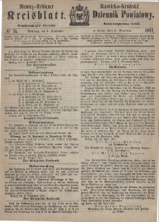 Rawicko-Krobski Dziennik Powiatowy. 1871.09.06 R. 21 Nr 71