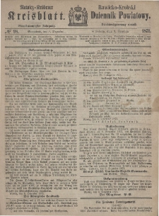 Rawicko-Krobski Dziennik Powiatowy. 1871.12.09 R. 21 Nr 98