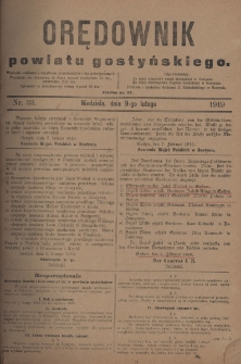 Orędownik Powiatu Gostyńskiego 1919.02.09 R.1 Nr 33