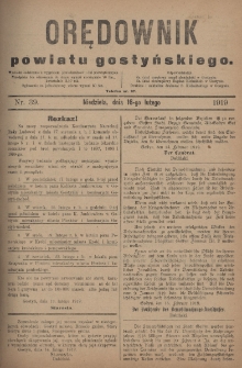 Orędownik Powiatu Gostyńskiego 1919.02.16 R.1 Nr 39
