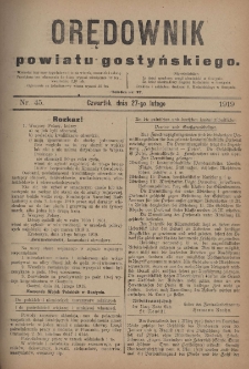 Orędownik Powiatu Gostyńskiego 1919.02.27 R.1 Nr 45