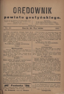 Orędownik Powiatu Gostyńskiego 1919.04.10 R.1 Nr 63