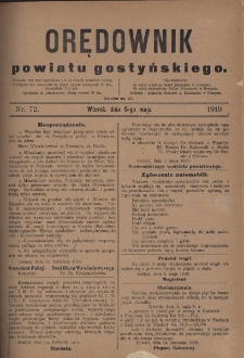Orędownik Powiatu Gostyńskiego 1919.05.06 R.1 Nr 72