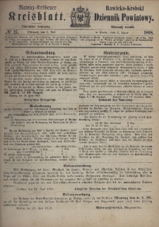 Rawicko-Krobski Dziennik Powiatowy. 1868.07.01 R. 18 Nr 27