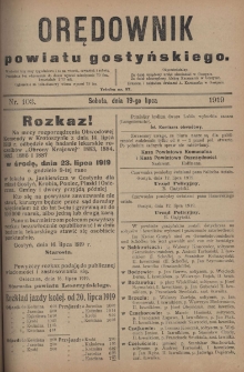 Orędownik Powiatu Gostyńskiego 1919.07.19 R.1 Nr 103
