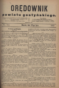 Orędownik Powiatu Gostyńskiego 1919.07.22 R.1 Nr 104