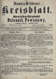 Rawicko-Krobski Dziennik Powiatowy. 1867.03.27 R. 17 Nr 13