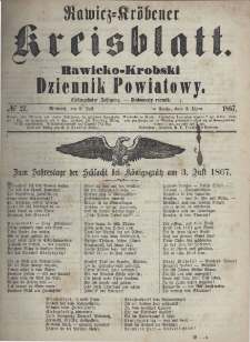 Rawicko-Krobski Dziennik Powiatowy. 1867.07.03 R. 17 Nr 27
