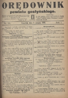 Orędownik Powiatu Gostyńskiego 1919.08.07 R.1 Nr 111