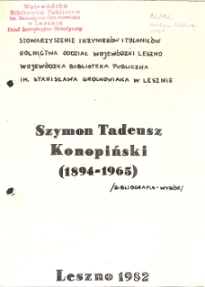 Szymon Tadeusz Konopiński (1894-1965) : bibliografia - wyb&oacute;r