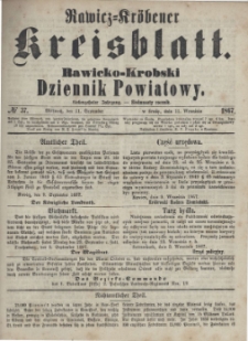 Rawicko-Krobski Dziennik Powiatowy. 1867.09.11 R. 17 Nr 37