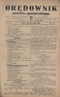 Orędownik Powiatu Gostyńskiego 1920.02.14 R.2 Nr 19