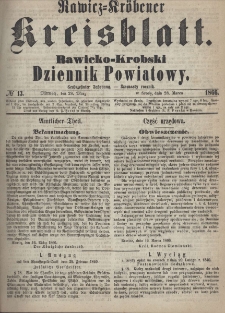 Rawicko-Krobski Dziennik Powiatowy. 1866.03.28 R. 16 Nr 13