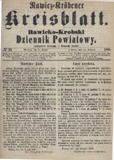 Rawicko-Krobski Dziennik Powiatowy. 1866.08.15 R. 16 Nr 33