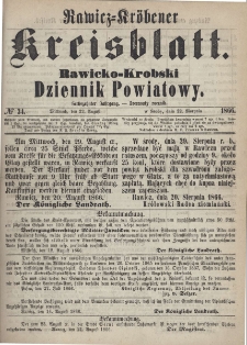 Rawicko-Krobski Dziennik Powiatowy. 1866.08.22 R. 16 Nr 34