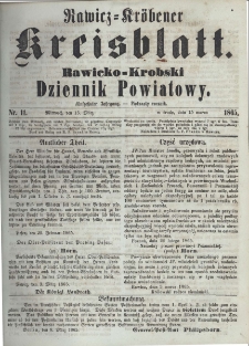 Rawicko-Krobski Dziennik Powiatowy. 1865.03.15 R. 15 Nr 11