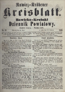 Rawicko-Krobski Dziennik Powiatowy. 1865.04.26 R. 15 nr 17