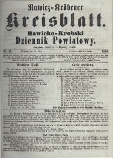 Rawicko-Krobski Dziennik Powiatowy. 1865.05.24 R. 15 Nr 21