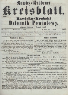 Rawicko-Krobski Dziennik Powiatowy. 1865.05.31 R. 15 Nr 22