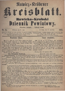 Rawicko-Krobski Dziennik Powiatowy. 1865.06.21 R. 15 Nr 25