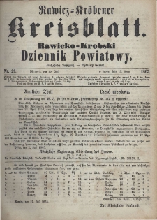 Rawicko-Krobski Dziennik Powiatowy. 1865.07.19 R. 15 Nr 29