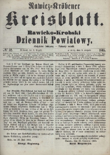 Rawicko-Krobski Dziennik Powiatowy. 1865.08.09 R. 15 Nr 32
