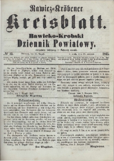 Rawicko-Krobski Dziennik Powiatowy. 1865.08.16 R. 15 Nr 33