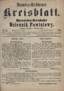 Rawicko-Krobski Dziennik Powiatowy. 1865.08.23 R. 15 Nr 34