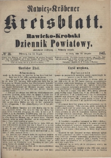 Rawicko-Krobski Dziennik Powiatowy. 1865.08.30 R. 15 Nr 35