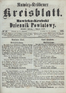 Rawicko-Krobski Dziennik Powiatowy. 1865.09.13 R. 15 Nr 37