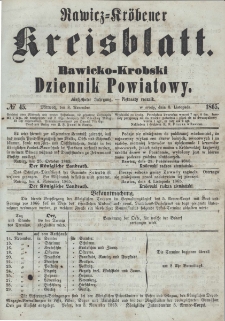 Rawicko-Krobski Dziennik Powiatowy. 1865.11.08 R. 15 Nr 45