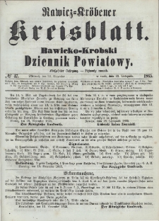 Rawicko-Krobski Dziennik Powiatowy. 1865.11.22 R. 15 Nr 47
