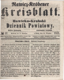 Rawicko-Krobski Dziennik Powiatowy. 1861.09.11 R. 11 Nr 37
