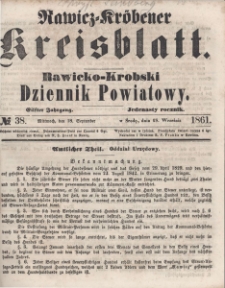 Rawicko-Krobski Dziennik Powiatowy. 1861.09.18 R. 11 Nr 38
