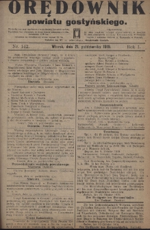 Orędownik Powiatu Gostyńskiego 1919.10.21 R.1 Nr 142