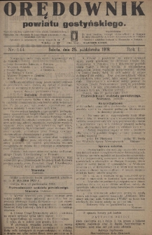 Orędownik Powiatu Gostyńskiego 1919.10.25 R.1 Nr 144