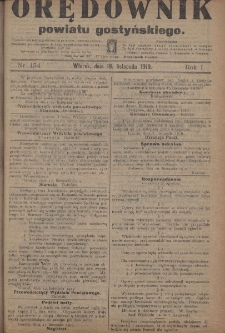 Orędownik Powiatu Gostyńskiego 1919.11.18 R.1 Nr 154